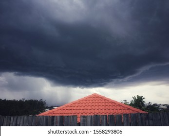 Dark Storm Clouds Gather Before A Hail Storm In Springfield Lakes Brisbane Australia