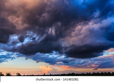 Dark Storm Clouds On Evening Sky