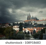 Dark storm clouds over Prague