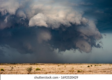 Dark storm clouds from a supercell thunderstorm during a severe weather outbreak