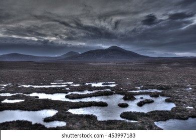 Dark And Stormy View Of Scottish Peatland, Forsinard Scotland/ 