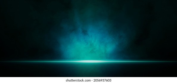 Dark Street, Asphalt Abstract Dark Blue Background, Empty Dark Scene, Neon Light, Spotlights The Concrete Floor And Studio Room With Smoke Float Up The Interior Texture For Display Products