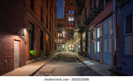 Dark Street In New York At Night