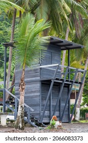 Dark structure on a dark beach