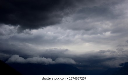 Dark And Threatening Clouds In The Sky Before A Thunderstorm