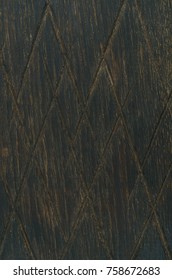 Dark Toned Natural Oak Wood Texture Or Background With Notches