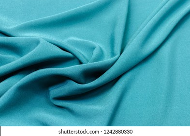 Dark Turquoise Silk Fabric, Stretch Cadi