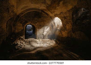 Dark underground cellar under old castle. - Shutterstock ID 2277770369