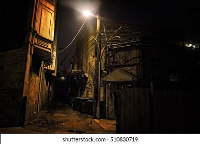 Dark Urban Alley At Night