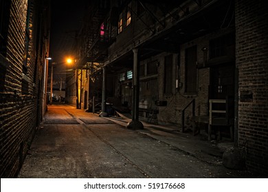 Dark Urban Alley At Night