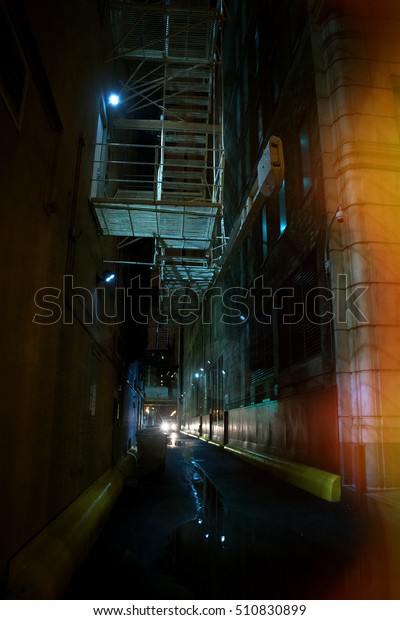 Dark Urban Alley at\
Night