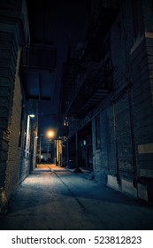 Dark Urban City Alley At Night