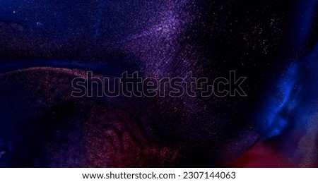 Dark violet blue shiny defocused abstract background. Closeup black purple twinkling ink. Dark shining lilac wallpaper texture. Glamour blur glow. Glittering paint. Fluid art backdrop. Shimmer artwork