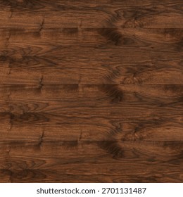 Dark Walnut Plank Texture. Deep brown walnut veneer with a striped and arched grain pattern and soft sheen.