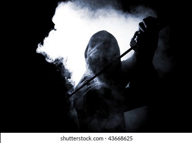 dark warrior in the smoke