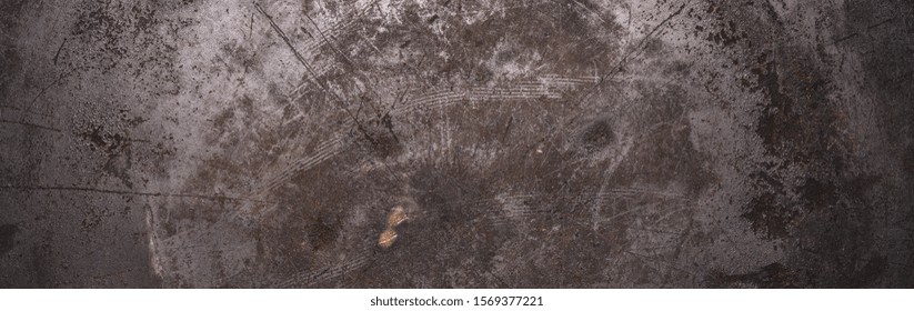 dark weathered rusty metal background texture or backdrop, banner size