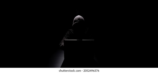 the dark web hooded hacker banner