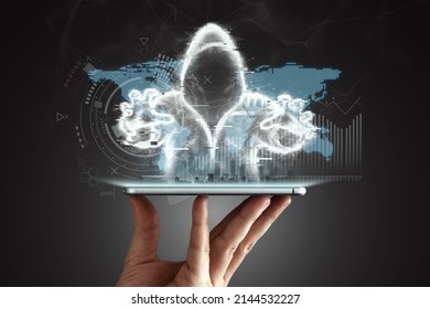 Dark web, shadow crime, internet crime concept, hidden internet. Hologram of digital hacker in computer space. Hacker virus attack