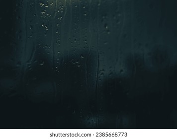 dark wet window, close up