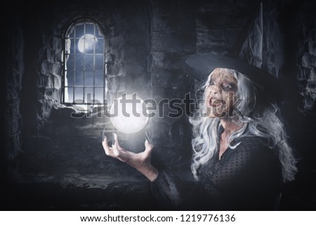 Dark Witch. Fantasy portrait. Photoshop composition