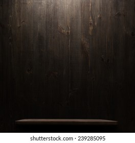 Dark Wooden Background Texture. Wood Shelf, Grunge Industrial Interior