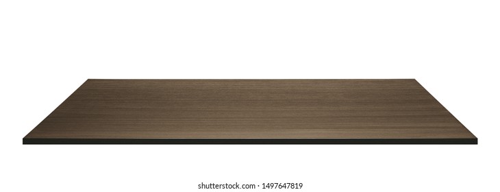 Dark Wooden Tabletop On White Background. Made Of Plywood.