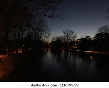 Darker Evening Shot Of The Red Cedar River At MSU.