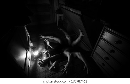 Darkness hands reaching for light