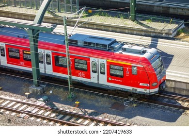 Darmstadt, Germany, September, 2019, Commuter Train At A Railway Station