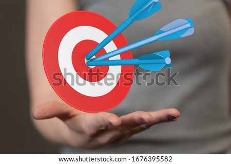 Dart arrow on target dartboard, Business success concept.

