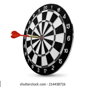 Dart On Target Isolated On White Background