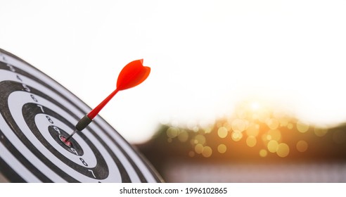 Dart is an opportunity and Dartboard is the target and goal. So both of that represent a challenge in business marketing as concept. - Shutterstock ID 1996102865
