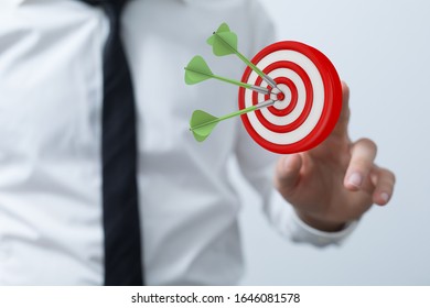 dart target arrow hitting on bullseye which is the ultimate goal that everyone wants - Shutterstock ID 1646081578