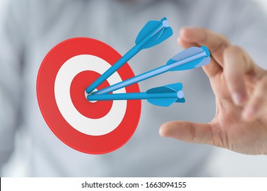 Dart Target Arrow Hitting On Bullseye Which Is The Ultimate Goal That Everyone Wants
