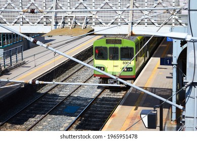 DART Train At Malahide Train Station In Dublin, Ireland.