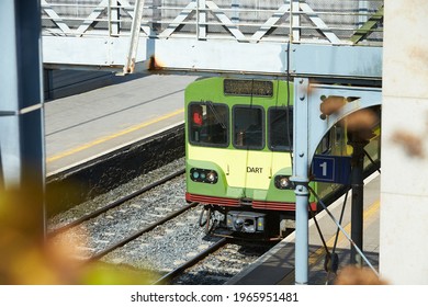 DART Train At Malahide Train Station In Dublin, Ireland.