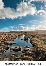 Dartmoor Path Flooded Landscape And Sky