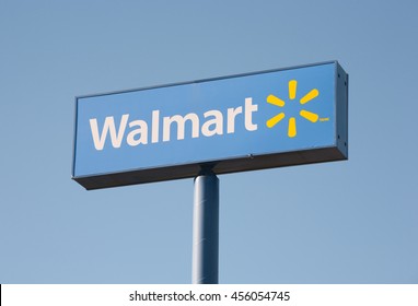 DARTMOUTH, CANADA - JULY 20, 2016: Walmart is an American corporation with chains of department and warehouse stores. Walmart has more than 11,000 stores in 27 countries.