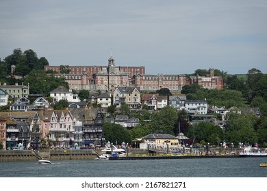 Dartmouth England June 2022. The Britannia Royal Naval College over looking Dartmouth town and the river Dart. Used for the training of officer cadets in maritime studies. 