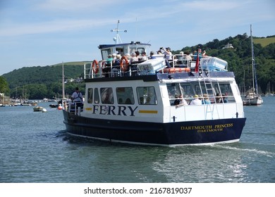 Dartmouth England June 2022. Passenger pleasure ferry sailing the river Dart between Dartmouth and Kingswear. 