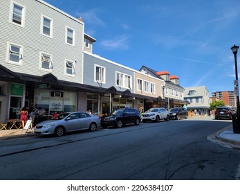 Dartmouth, NS, CAN, August 29, 2022 - A Shot Of A Busy Street In Downtown Dartmouth NS.