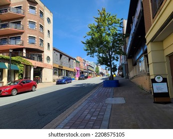 Dartmouth, NS, CAN, August 29, 2022 - A Shot Of A Busy Street In Downtown Dartmouth NS.