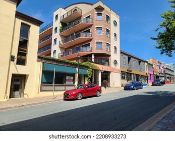 Dartmouth, NS, CAN, August 29, 2022 - A Shot Of A Busy Street In Downtown Dartmouth NS.