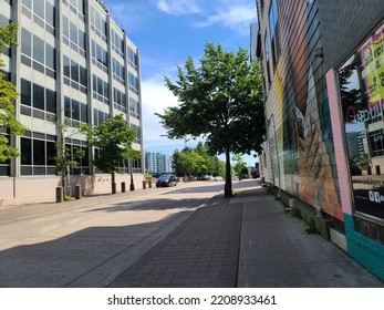 Dartmouth, NS, CAN, August 29, 2022 - A Shot Of A Busy Street In Downtown Dartmouth NS.