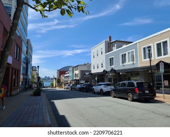 Dartmouth, NS, CAN, August 29, 2022 - A Shot Of A Busy Street In Downtown Dartmouth NS.