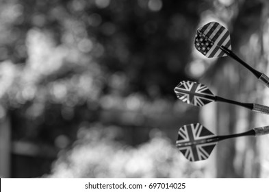 Darts In Monochrome. As Well As The Sport Of Darts, Image Can Illustrate US And UK Themes Such As The Special Relationship.