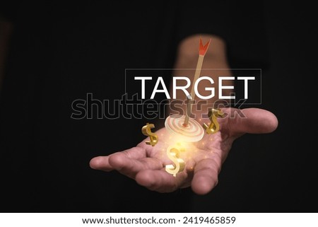 Darts target. Success Business Concept. Target hit in center by arrows, future technology Success Business Concept Target hit in center by arrow Darts target. Success Business Concept