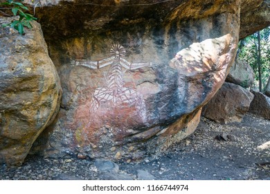 Darwin, Australia - August 18th, 2018: Aboriginal Rock Paint In Kakadu National Park