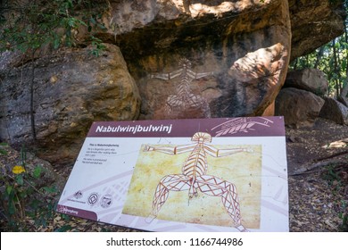 Darwin, Australia - August 18th, 2018: Aboriginal Rock Paint In Kakadu National Park