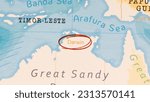 Darwin marked with Red Circle on Realistic Map.